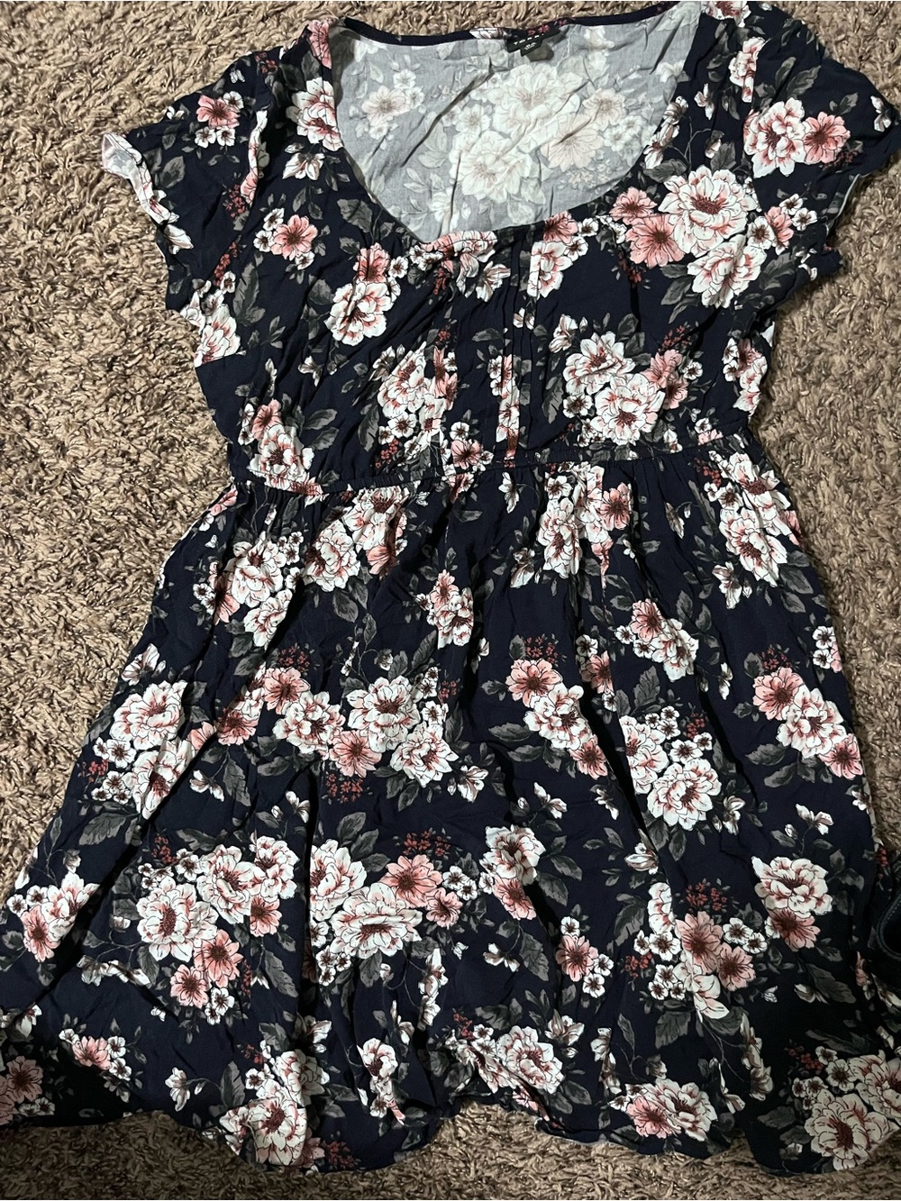 torrid  Navy Floral Dress with Pink and Cream Blossoms